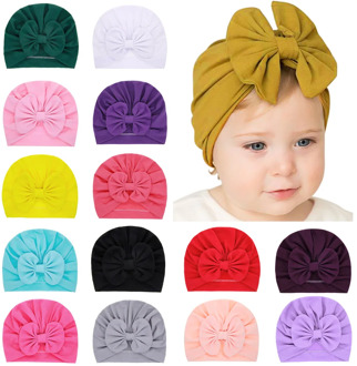 New Big Bow Knot Baby Girls Turban Hats Fashion Soft Kids Bonnet Caps Children Photo Props Headwear Hair Accessories
