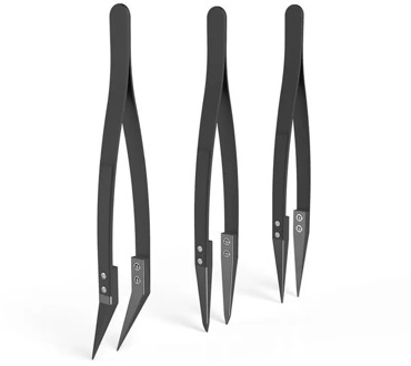 New Black Ceramic Tweezers Set - Antistatic,Anticorrosion,Antimagnetic,Highly Heat Resistant(3Pack)