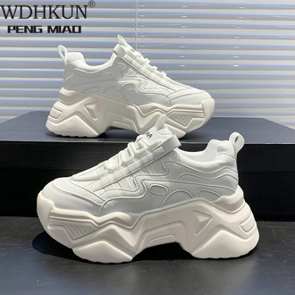 New Black Dad Chunky Sneakers Casual Vulcanized Shoes Woman High Platform Sneakers Lace Up White Sneakers Women 2020