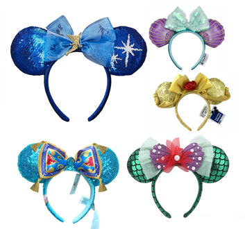 New Blue Eidolon Headband Minnie Ears Big Sequin Bows EARS COSTUME Headband Cosplay Plush Adult/Kids Headband Gift