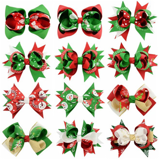 New Born Print Christmas Ribbon Hair Bows Girls Hairpins Hair Clip Headwear Kids Party Women Hairclips Hair Accessories Headwear