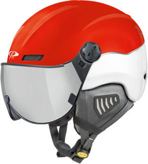 New Camurai skihelm rood wit - single spiegel vizier - 53 - 55 cm [S]