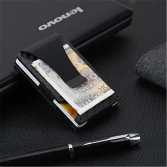 New Carbon Fiber Credit Card Holder RFID Non-scan Metal Wallet Purse Male Business Card Holder Women and Men Unisex Money Clip