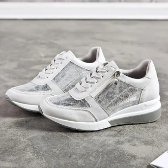 New Casual Wedge Sneakers Women Sports Fashion Brand Shoes Breathable lightweight Lace-up Glitter sneakers