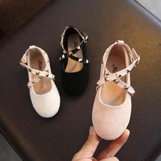 New Children Baby Girls Shoes Infant Baby Girls Wild Dance Performance Single Princess Rivet Fashion Casual Shoes