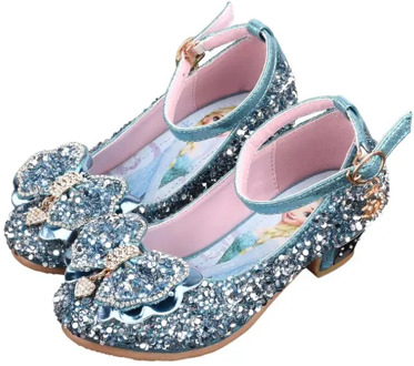 New Children Crystal Elsa shoes Performance Dance Rhinestone Girls Leather Shoes Princess Elsa Kids Shoes High-heeled