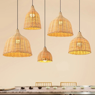 new Chinese Handmade Rattan Weaving Pendant Lights Dinning Room Cafe Hanging lamps Home Decor Bamboo Led rattan lamp Luminaria