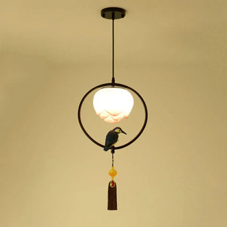 New Chinese lotus chandelier living room dining room light porch tea room staircase restaurant bird pendant lamp