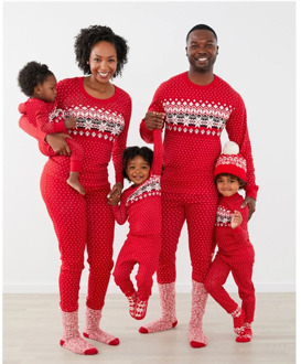 New Christmas Clothes Red Argyle Print Parent-Child Suit Long Sleeve Round Neck Loose Sleepwear Two-piece Family Pajamas Sets