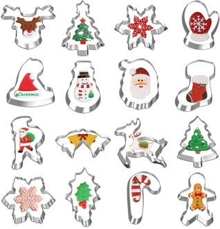 New Christmas Cookie Cutters, 16-Piece Holiday Cookie Cutters Set, Gingerbread Man, Snowman, Snowflake Cookie Cutters and More