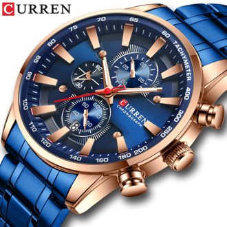 New Chronograph Quartz Men's Watch CURREN Stainless Steel Date Wristwatch Clock Male Luminous Watches Relogio Masculino