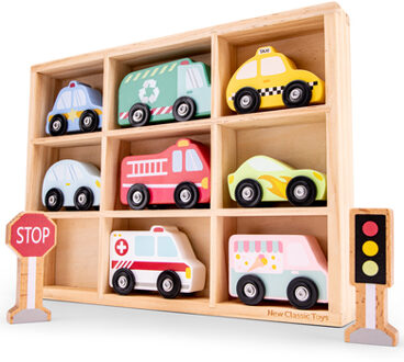 New Class ic Toys Speelgoedauto's incl. houten kist Kleurrijk