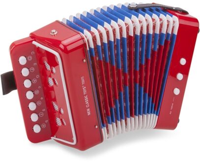 New Classic Toys Accordeon Met Muziekboek Junior 19 Cm Rood