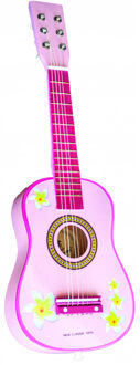 New Classic Toys Gitaar met Bloemen Roze