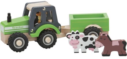 New Classic Toys Tractor Junior 24 Cm Hout Groen 5-delig