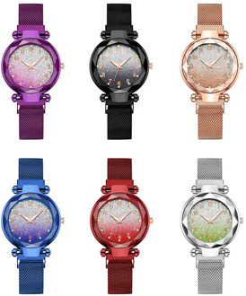 New Classic Women Magnet Buckle Gradient Starry Sky Luminous Arabic Number Watch Luxury Ladies Stainless Steel Quartz Watch Gift