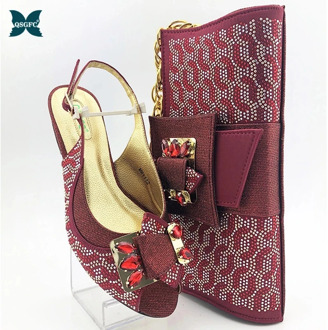 New Coming Matching Lady Shoes and Bag Set In Heels Matching Women Shoes and Bag Set for Royal Wedding in Wine Color