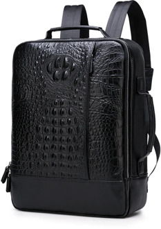 New cowhide business travel laptop bag large capacity men's trend crocodile pattern backpack Genuine leather travel backpack T60
