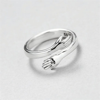 New Creative Personality Simple Fashion 925 Sterling Silver Jewelry Hug Hand Peace Love Exquisite Opening Rings SR234