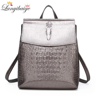 New crocodile prints backpack women leather backpack school bags for teenage girls waterproof high capacity travel backpacks