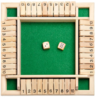 New Deluxe Four Sided 10 Numbers Shut The Box Board Game Set 4-Player Dice Party Club Drinking Games For Adults Families Gift