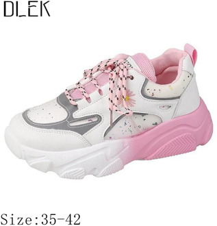 New Design Fashion Women Sport Sneakers Bling Light Reflecting Mixed Colors Luminous Shoes For Women Chunky Sneakers