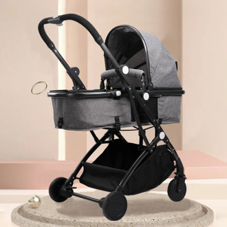 New-design High Landscape Baby Stroller 3 in 1 Folding Portable Small Volume Aluminum Alloy Material