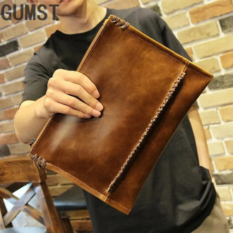 New Design Men Clutches Handbags Vintage PU Leather Envelope Bags Casual Key Phone Pocket Envelope Purse