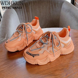 New Designer Sneakers Women Platform Casual Shoes Fashion Sneakers Platform Basket Femme Yellow Lace-Up Casual Chunky Shoes 40