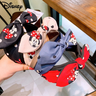 New Disney Mickey Mouse Lady Hair Hoops Accessories Cute Cartoon Baby Girls Bowknot Headband Minnie Dot Children Women Headwear