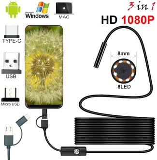 New Endoscope Camera 1080P HD USB Endoscope With 8 LED 1/2/5 M Flexible Cable Waterproof Inspection Endoscope for Android PC