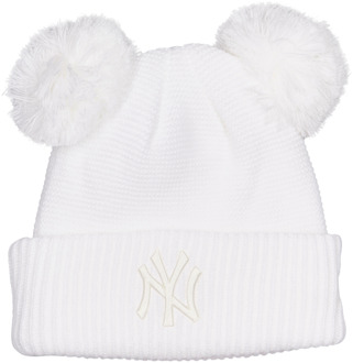 New Era Double Pom Petten Unisex - Wit - One Size - Katoen White