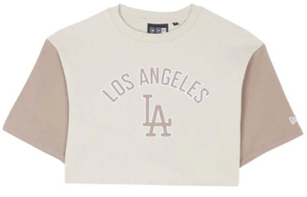 New Era LA Dodgers Crop T-shirt Lifestyle New Era , Beige , Dames - L,S,Xs