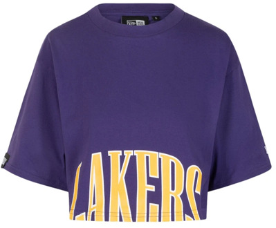 New Era LA Lakers NBA Team Crop T-shirt New Era , Purple , Dames - L,S