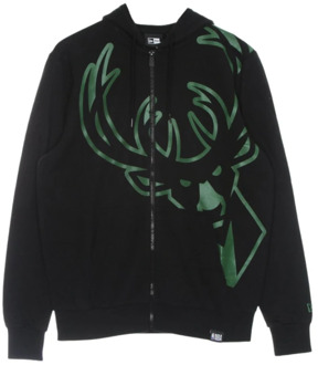 New Era Lichtgewicht zip hoodie NBA vergrote logo New Era , Black , Heren - XL