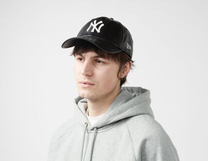New Era MLB 9FORTY New York Yankees Leather Cap, Black - One Size