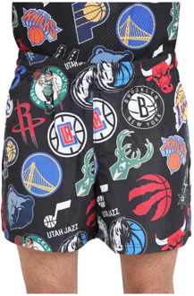 New Era NBA All Over Print Zwarte Shorts New Era , Multicolor , Heren - Xl,L,M