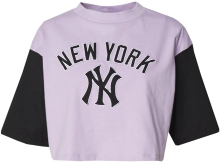 New Era Yankees MLB Lifestyle Paarse Crop Tee New Era , Purple , Dames - L,M