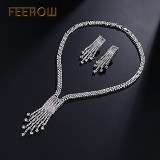 new European and American sets of chain shiny luxury zircon rhinestone necklace earrings