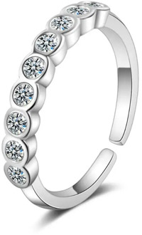 New Exquisite Single Row Zircon Opening Adjustable Rings For Women 925 Sterling Silver Jewelry Accessories Party Gifts SAR141