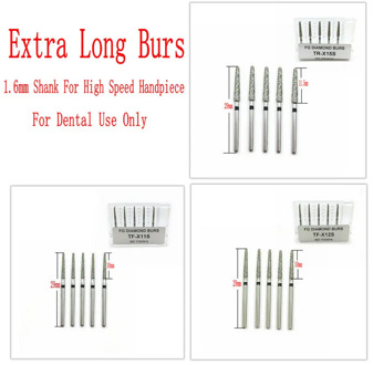 New Extra Long Dental Diamond Burs FG 1.6mm Shank for High Speed Handpiece Burs Dentist Tools 5pcs/pack