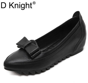 New Fashion Bow Pointed Toe Women High Heels Wedge Shoes Ladies Casual Slip-on Wedges Female Height Increasing Pumps Shoes