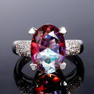 New Fashion Colorful Gemstone Rings Hot Sale Sterling Silver 925 Jewelry Ring For Women Topaz Wedding Rings Size 6 7 8 9 10