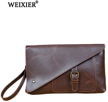 New Fashion Vintage Male bag Envelope Clutch Crazy Horse PU Leather Business Men Clutch Bags Casual Large Capacity