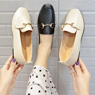 New Flat With Shallow Mouth Casual Fashion Wild Soft Bottom Metal Buckle To Take Casual Shoes Women's Flat Shoes Women's Shoes