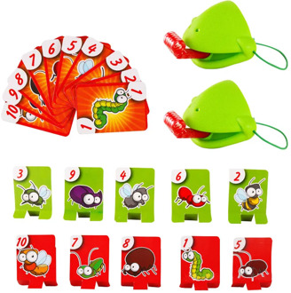 New Frog Mouth Take Card Tongue Tic-Tac Chameleon Tongue Funny Board Game For Family Party Toy Be Quick To Lick Cards Toy Set