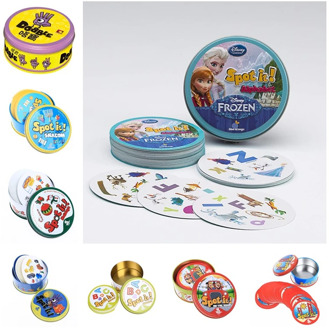 New Frozen HP spot it and dobble card game table Board Game For Dobbles Kids Spot Cards It Go Camping Metal Tin Box toys