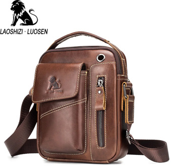 New Genuine Leather man Messenger Bags Vintage cow leather Small Shoulder bag for male men's Crossbody bag Casual Tote handbag