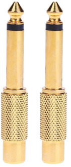 New Golden 1pc 6.35mm 1/4in Mono Male Jack to RCA Female Plug Audio Adapter Connector Plug Converter Headphone