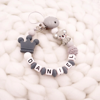 New Handmade Free Personalized Name Pacifier Clips Koala Pacifier Chain Holder chupetero personalizado silicona Baby Shower Gift